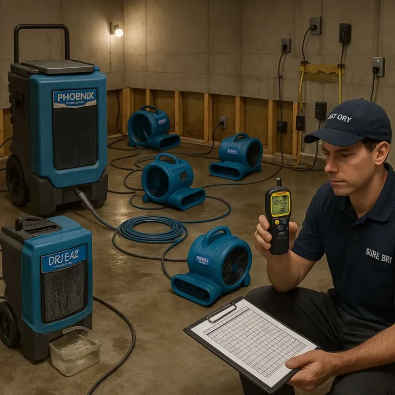 Structural Drying and Dehumidification process in De Graff, OH
